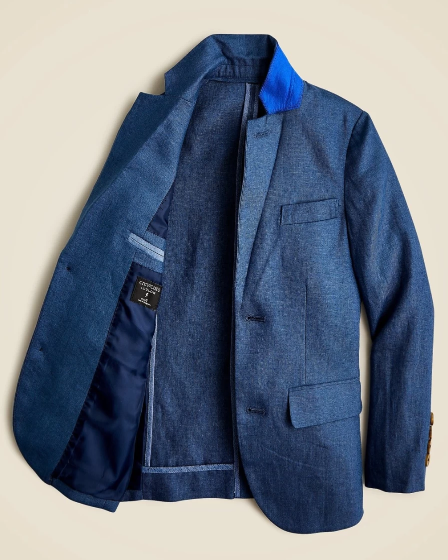 J.Crew Boys' Union Blue Linen Ludlow Unstructured Suit Jacket for Kids