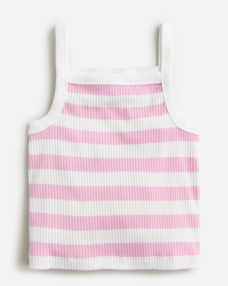 J.Crew Girls' Smoky Lilac White Ribbed Cropped Tank Top for Girls