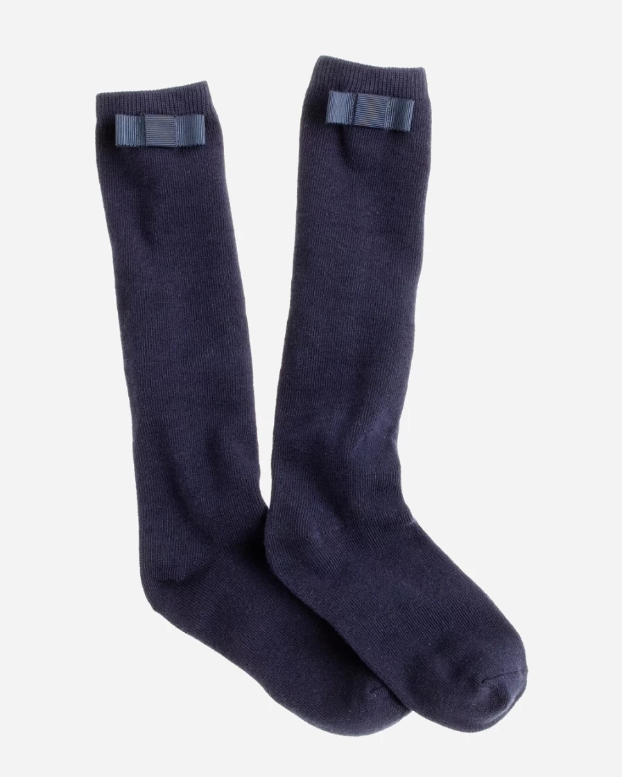 J.Crew Girls' Navy Grosgrain Bow Knee-High Socks