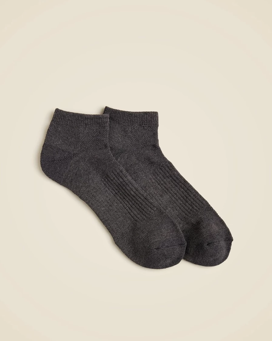 J.Crew Men's Athletic Quarter Crew Socks in Active Heather Grey