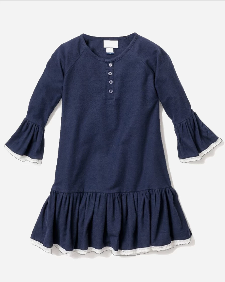 J.Crew Girls' Navy Flannel Arabella Nightgown – Petite Plume™ Sleepwear