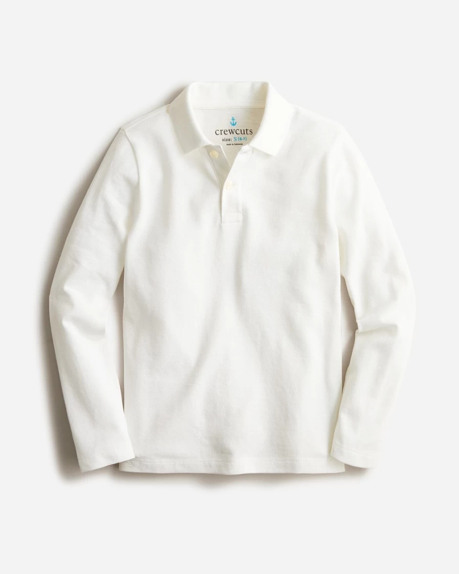 J.Crew Boys' White Long-Sleeve Piqué Polo Shirt for Kids