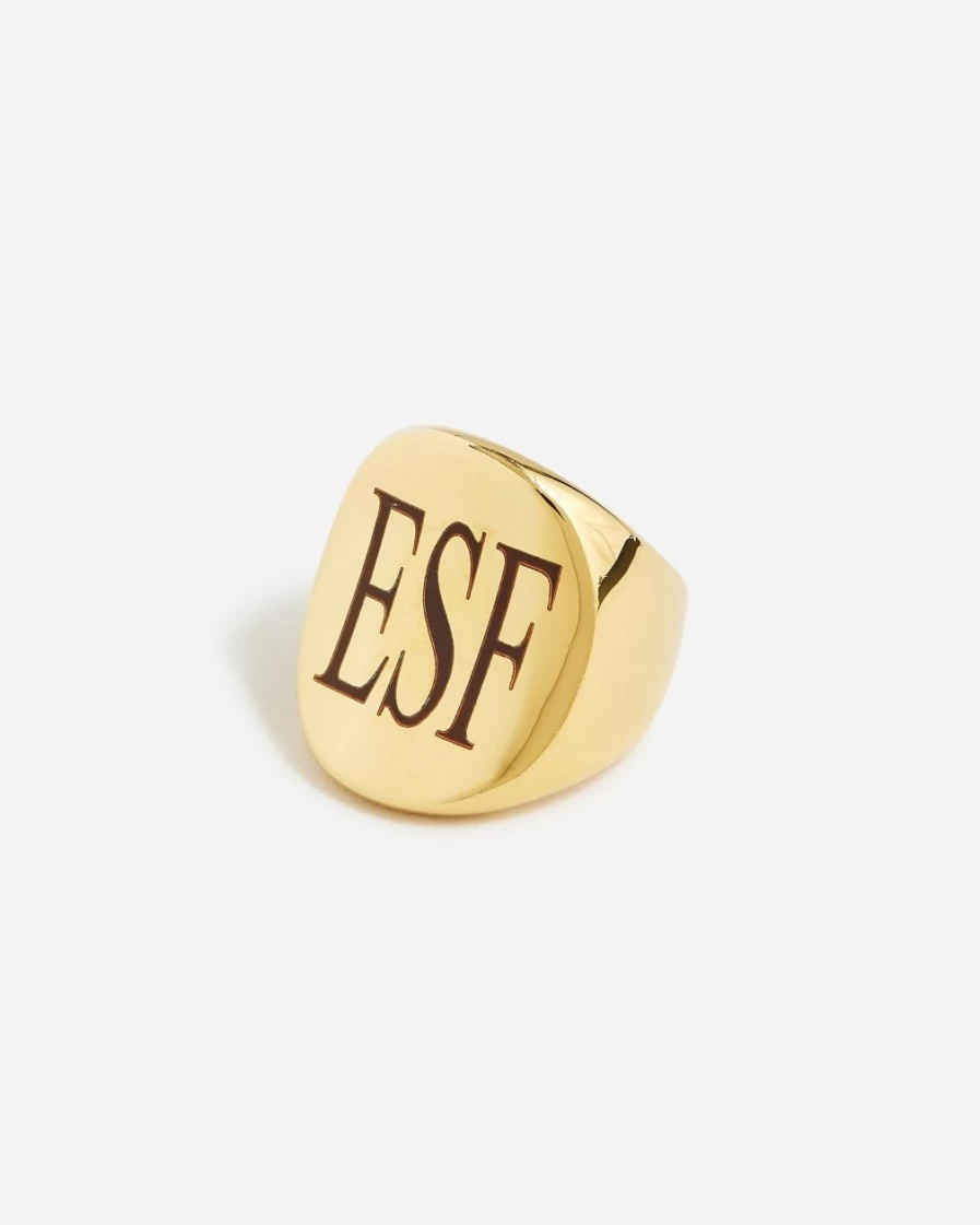 J.Crew Women's Burnished Gold Sculptural Metal Signet Ring
