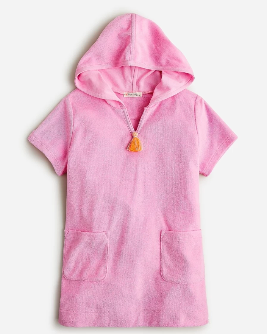 J.Crew Girls' Resort Pink Hooded Terry Tunic Top