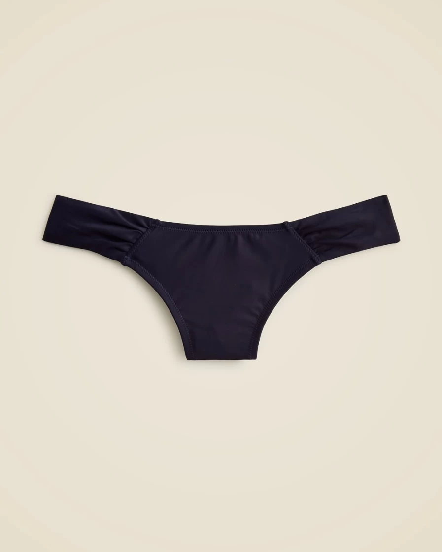 J.Crew Women's Navy Ruched Low-Rise Bikini Bottom Swimwear