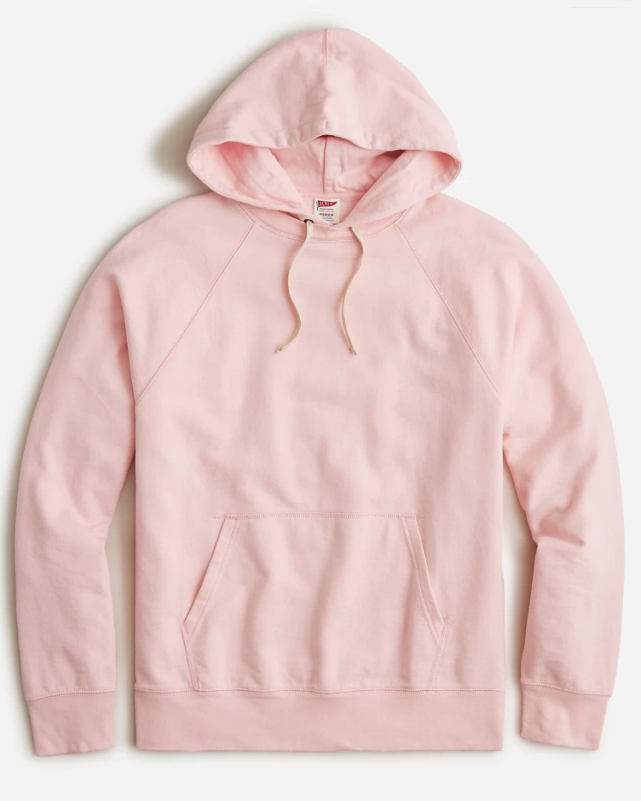 J.Crew Men's Lightweight French Terry Hoodie in Cotton Candy Pink