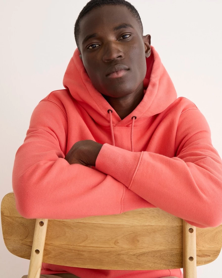 J.Crew Men's Heritage 14 Oz. Fleece Hoodie in Sunkissed Coral