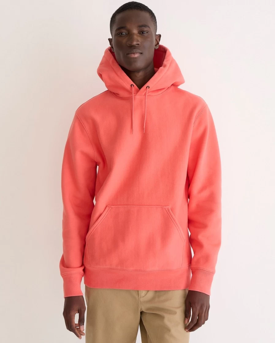 J.Crew Men's Heritage 14 Oz. Fleece Hoodie in Sunkissed Coral