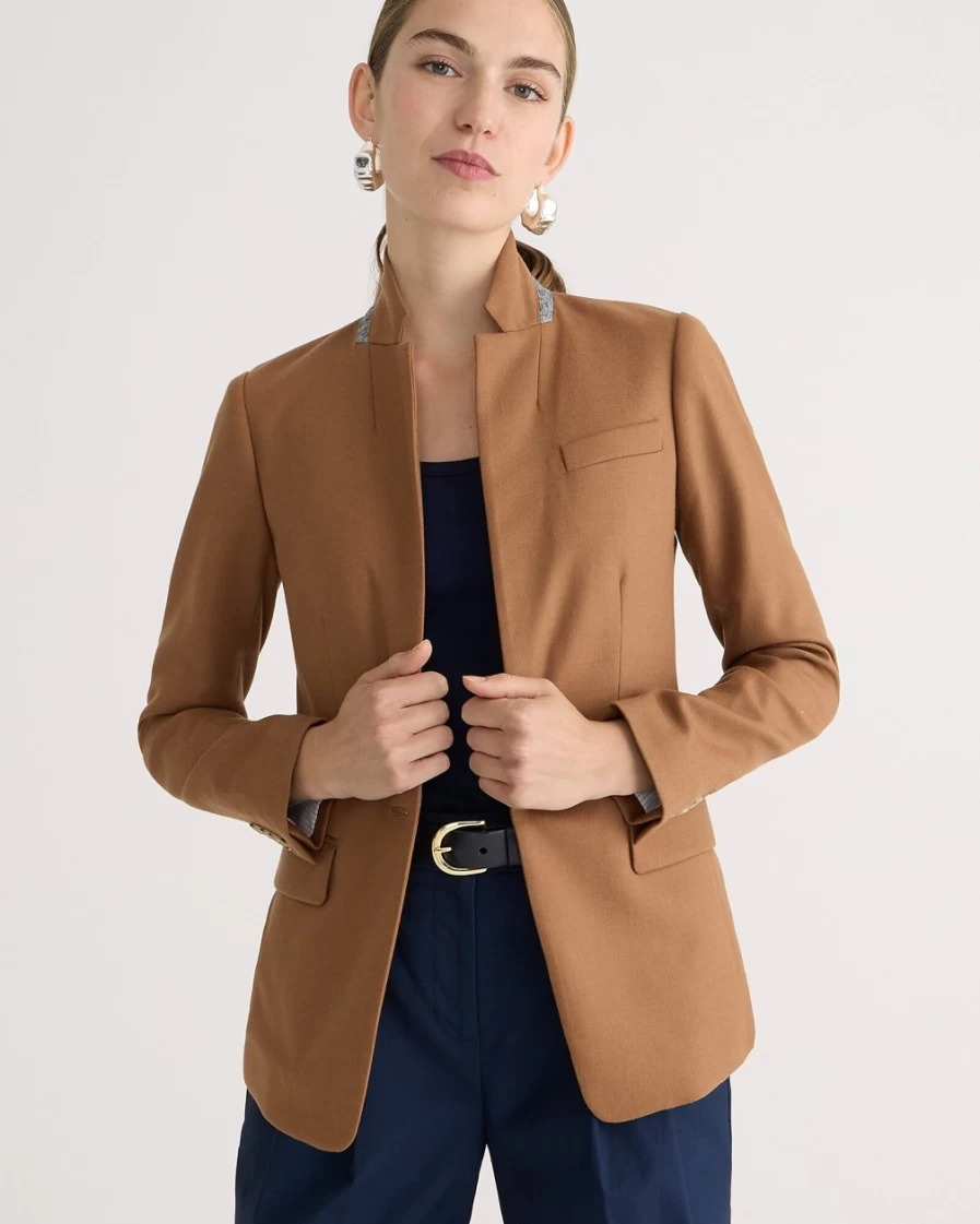 J.Crew Women's Warm Camel Wool Flannel Regent Blazer