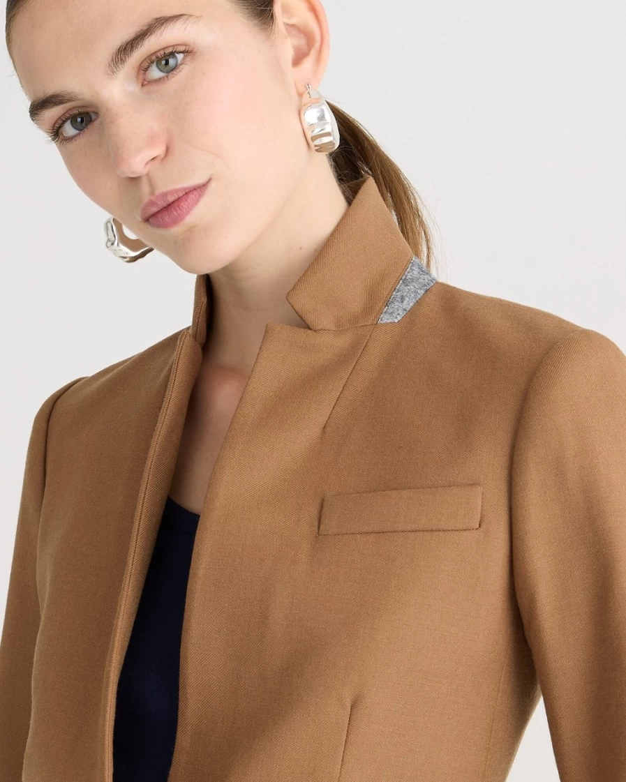 J.Crew Women's Warm Camel Wool Flannel Regent Blazer