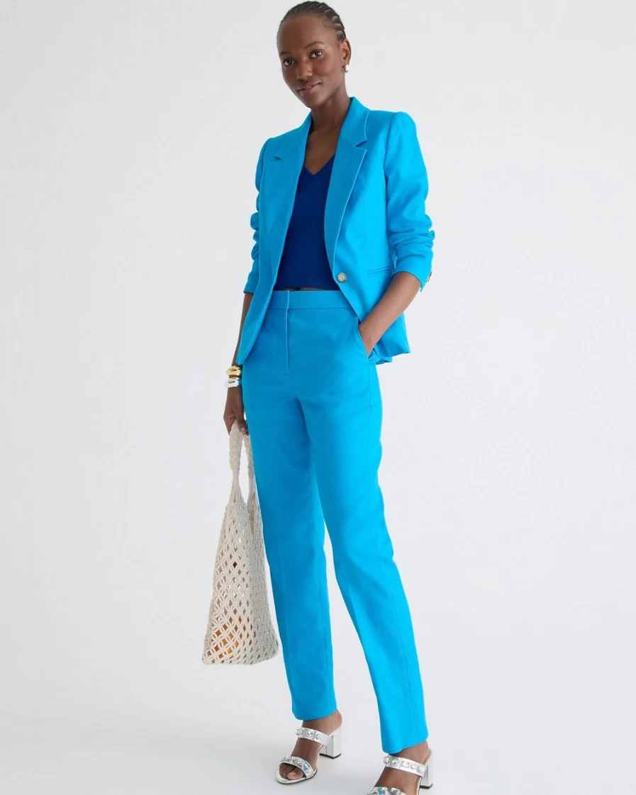 J.Crew Women's Kingfisher Straight-Leg Linen Blend Stretch Pants - Kate Style