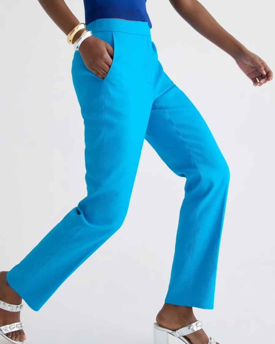 J.Crew Women's Kingfisher Straight-Leg Linen Blend Stretch Pants - Kate Style