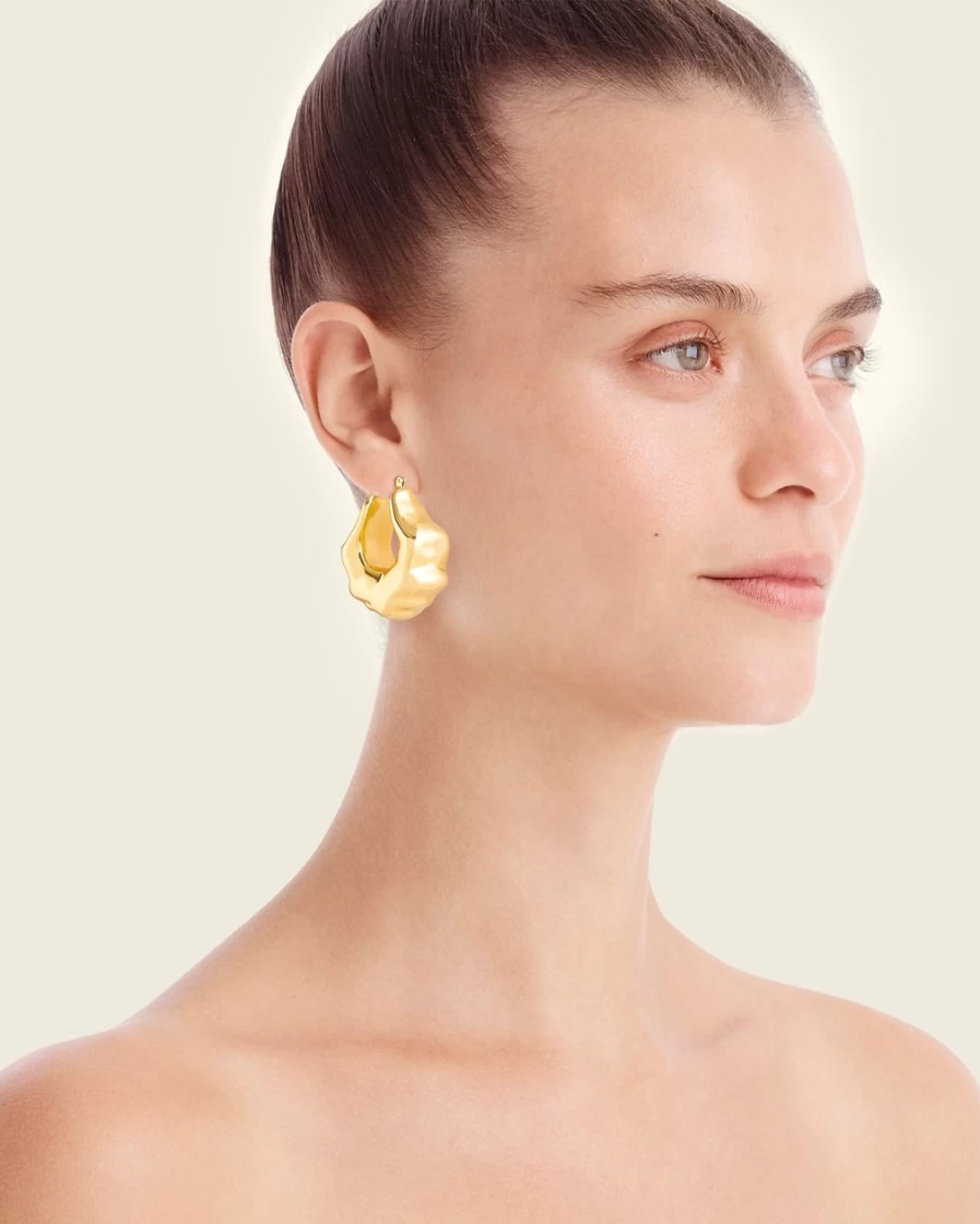 J.Crew Women's Burnished Gold Lightweight Sculpted Hoop Earrings