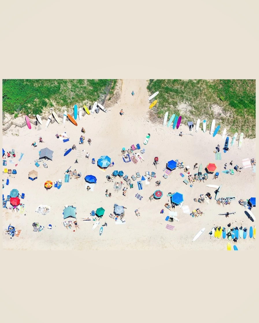 J.Crew Multi-Color Ditch Plains Beach Umbrella by Gray Malin, Montauk Collection