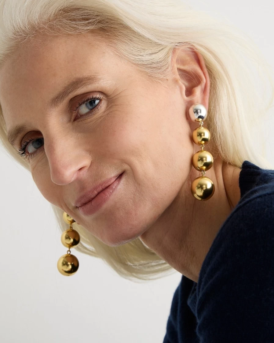 J.Crew Women's Mixed Metal Metallic Ball Drop Earrings