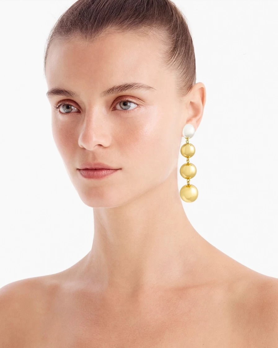 J.Crew Women's Mixed Metal Metallic Ball Drop Earrings