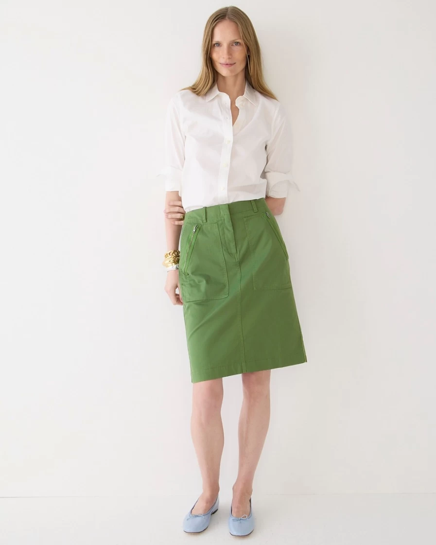 J.Crew Women's Utility Green Chino Skirt - Classic Casual Style