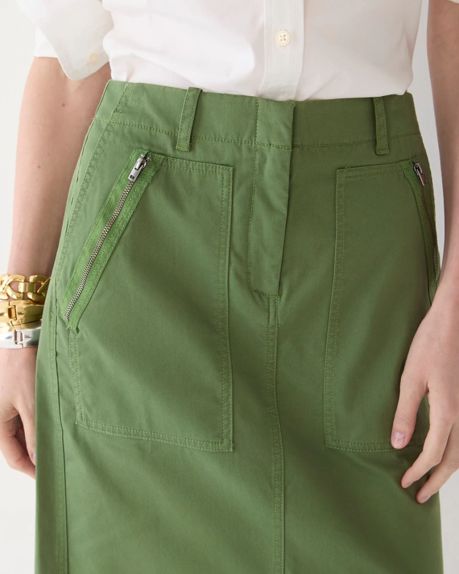 J.Crew Women's Utility Green Chino Skirt - Classic Casual Style