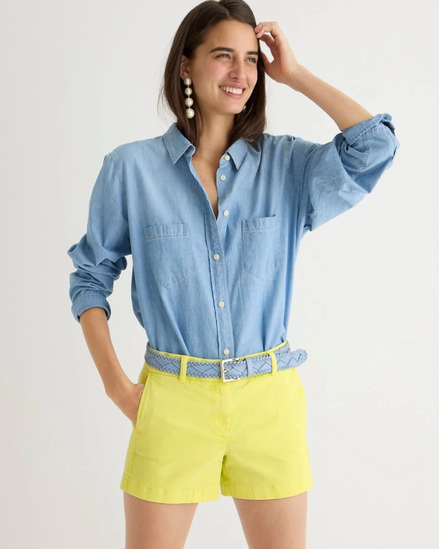 J.Crew Women's 4" Stretch Chino Shorts in Lemon Sorbet Color