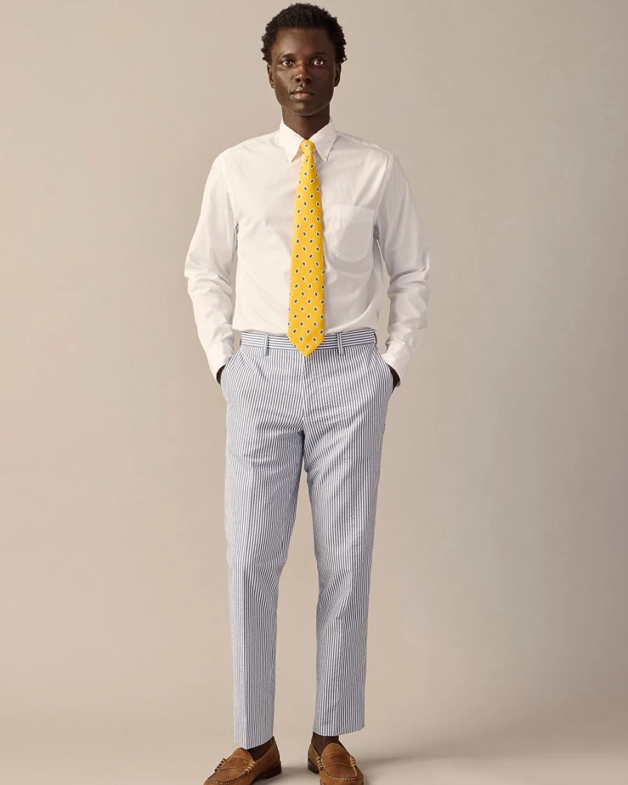 J.Crew Men's Ludlow Slim-Fit Unstructured Seersucker Suit Pants in Navy & White