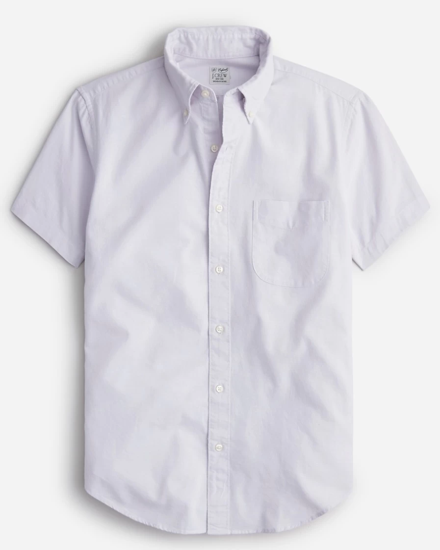 J.Crew Men's Lavender Blue Oxford Short-Sleeve Organic Cotton Shirt