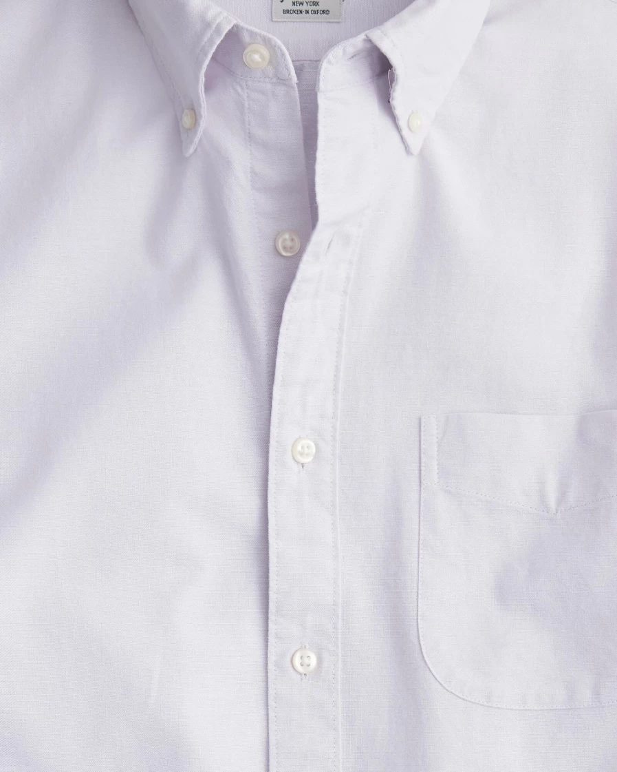 J.Crew Men's Lavender Blue Oxford Short-Sleeve Organic Cotton Shirt