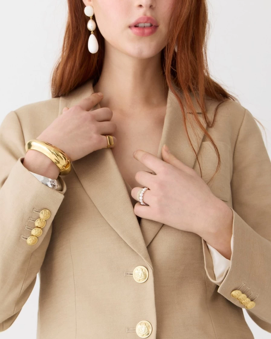 J.Crew Women's Helena Blazer in Stretch Linen Blend - Harvest Flax Color
