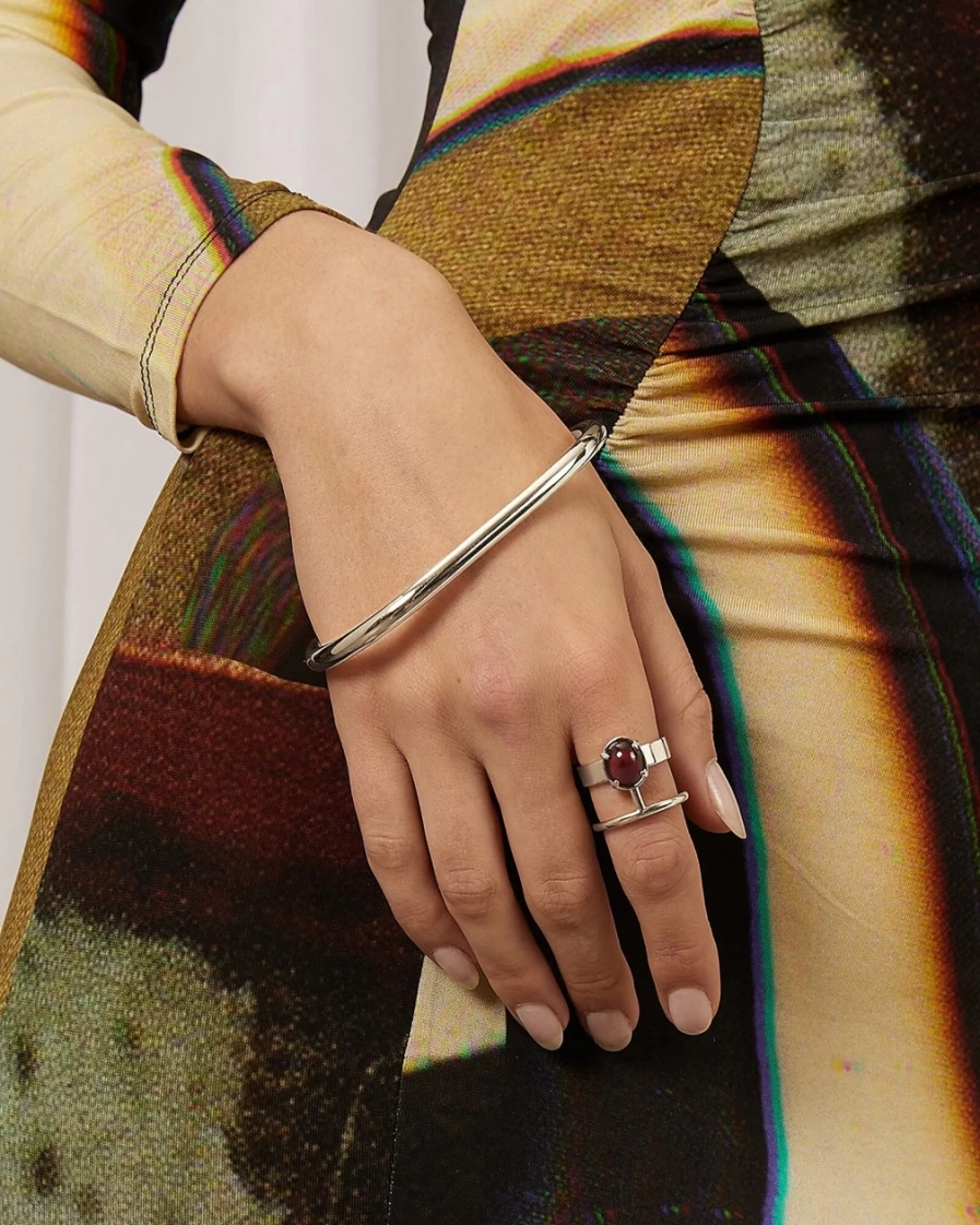 J.Crew Women's Silver Lady Grey Garnet Division Ring