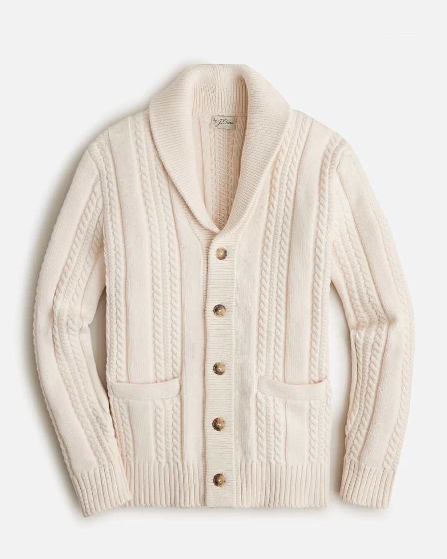 J.Crew Men's Heritage Cotton Cardigan Sweater in Cauliflower
