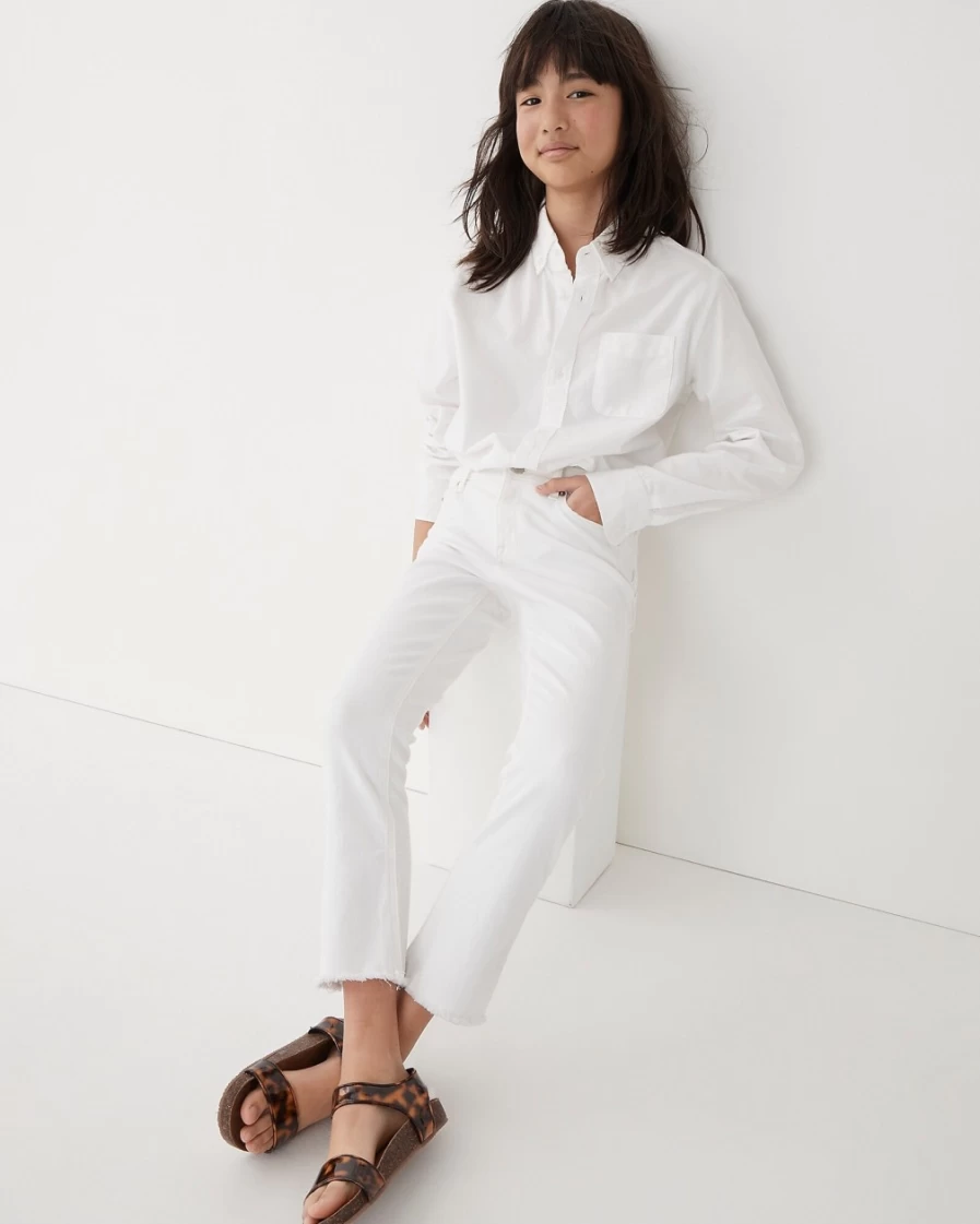 J.Crew Girls' White Raw-Hem Demi-Boot Jeans for Kids