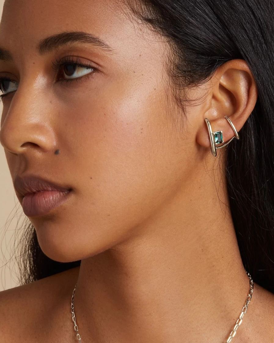 J.Crew Women's Silver Lady Grey Duo Ear Cuffs - Sterling Silver Ear Cuffs for Women