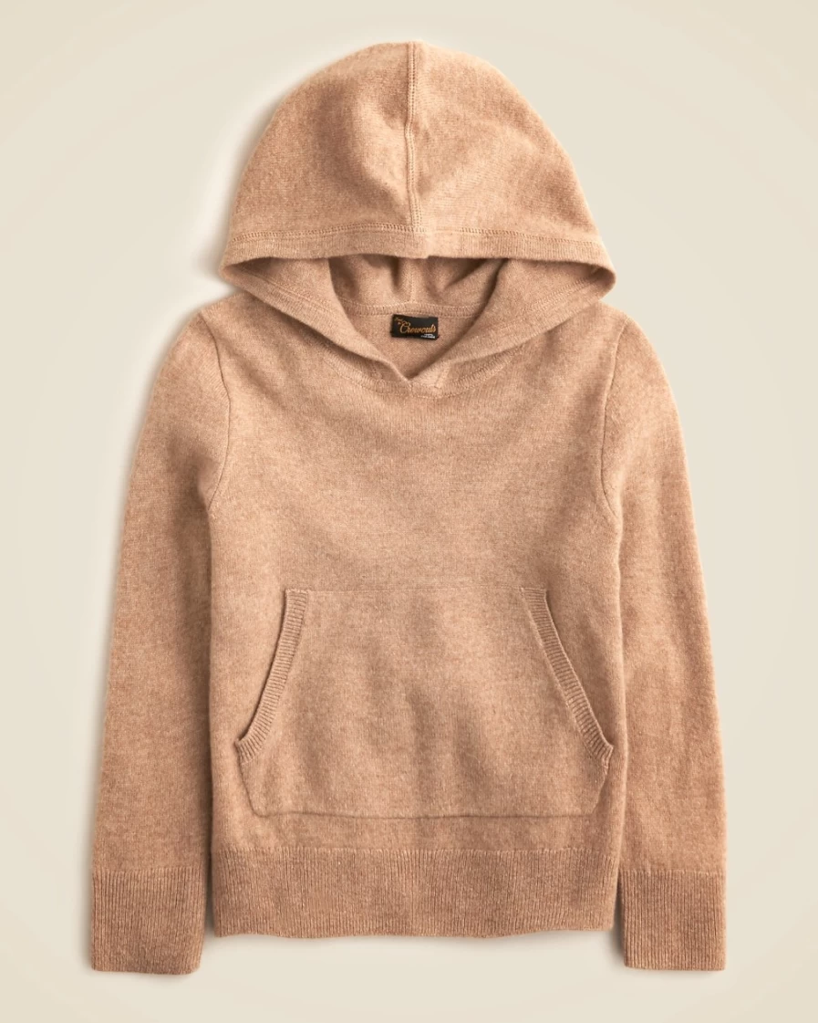 J.Crew Boys' Heather Camel Cashmere Hooded Sweater Pullover for Kids