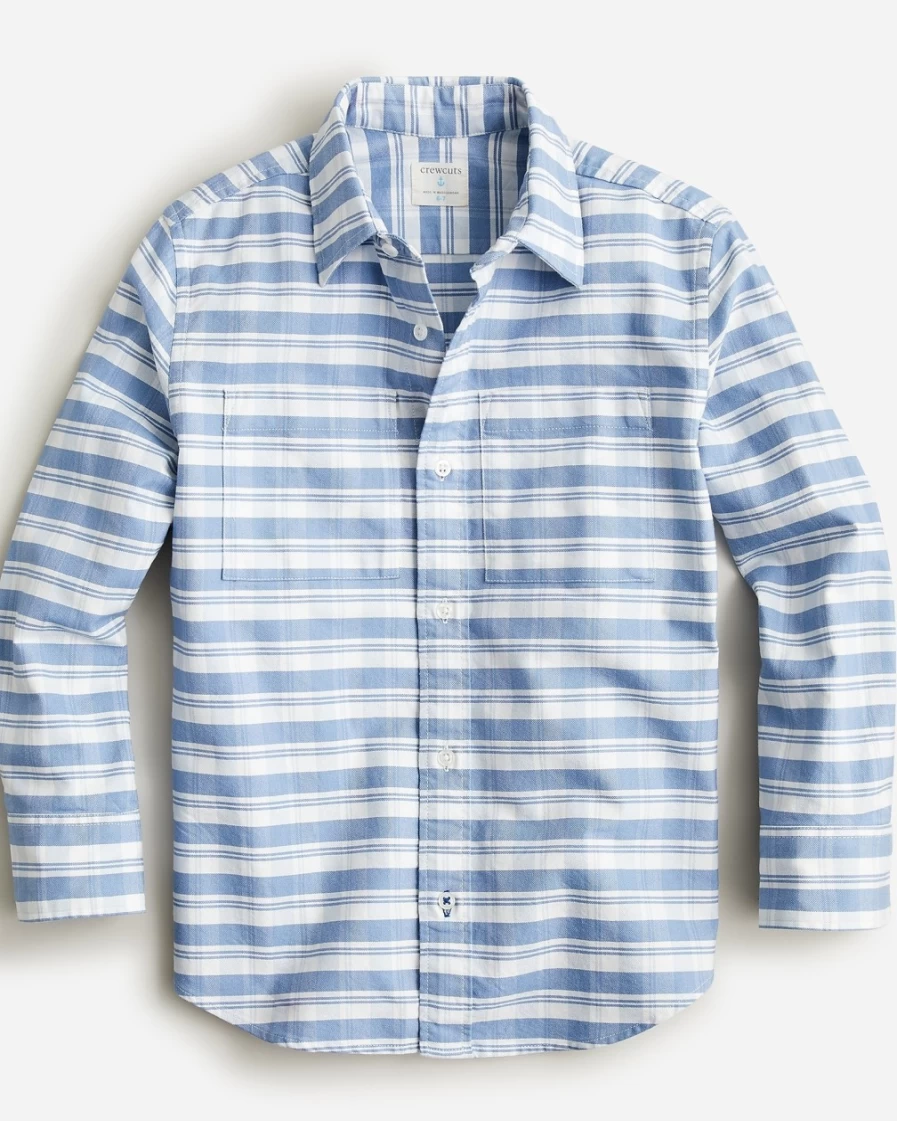 J.Crew Boys' Glacier Blue Relaxed-Fit Striped Oxford Shirt