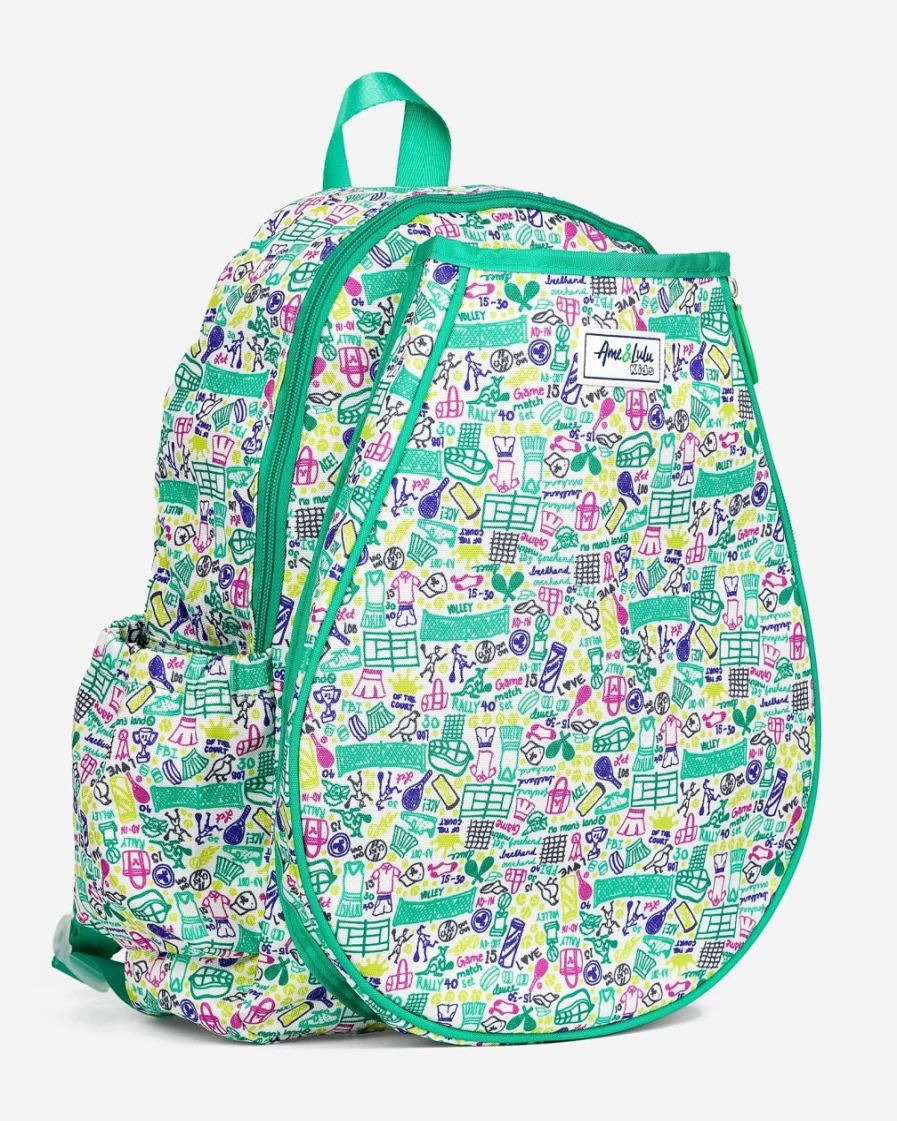 J.Crew Girls' White Love Tennis Backpack for Kids by Ame & Lulu