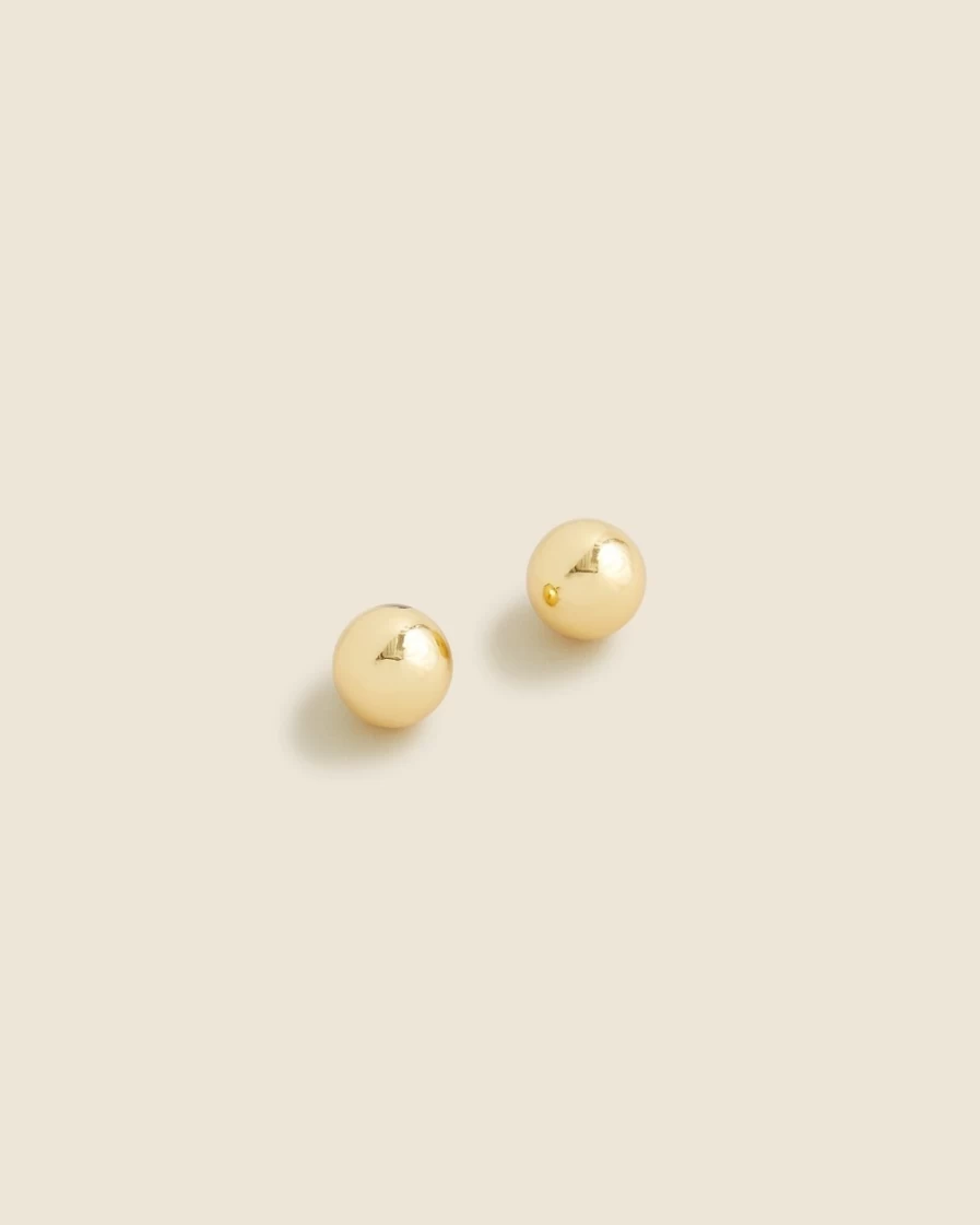 J.Crew Women's Burnished Gold-Plated Ball Stud Earrings - Dainty & Elegant
