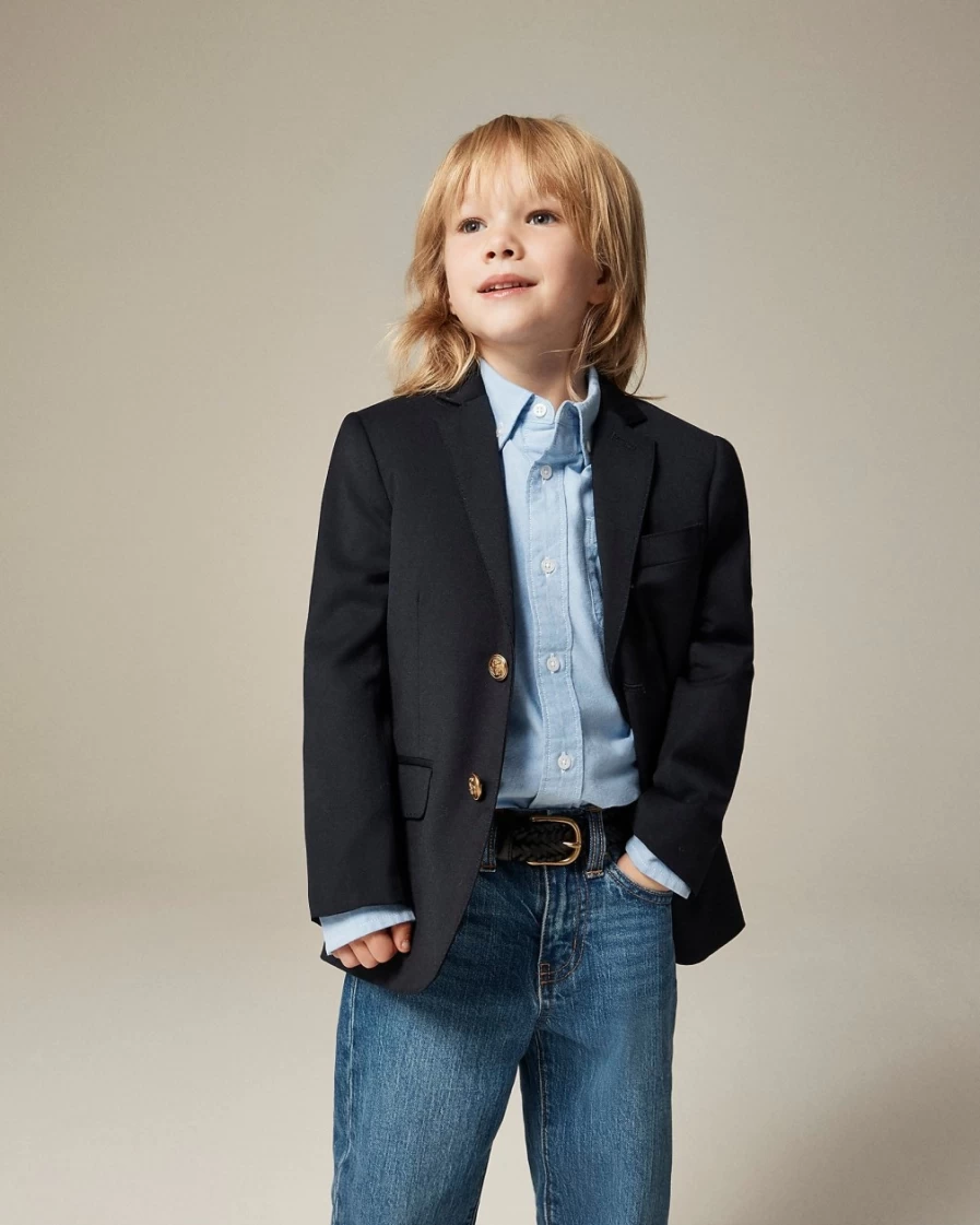 J.Crew Boys' Classic Navy Stretch Wool Blend Ludlow Two-Button Blazer