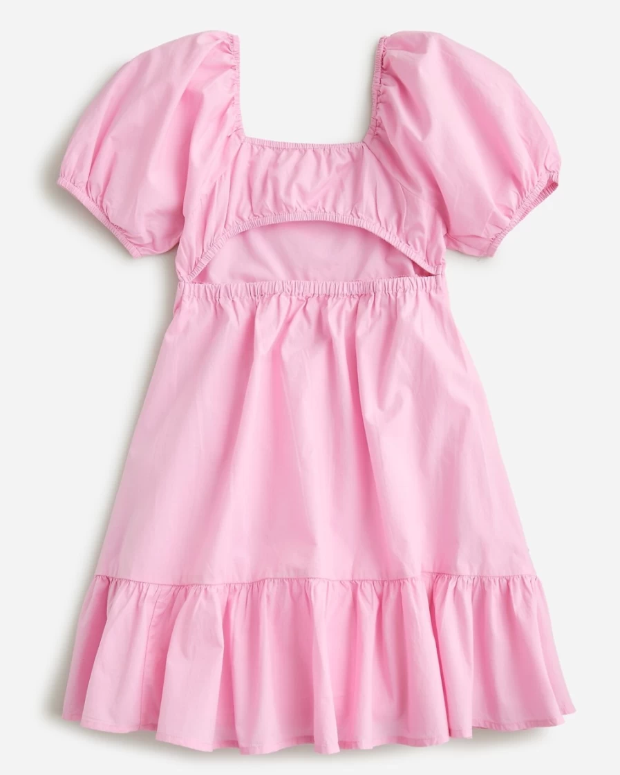J.Crew Girls' Resort Pink Puff-Sleeve Cutout Dress