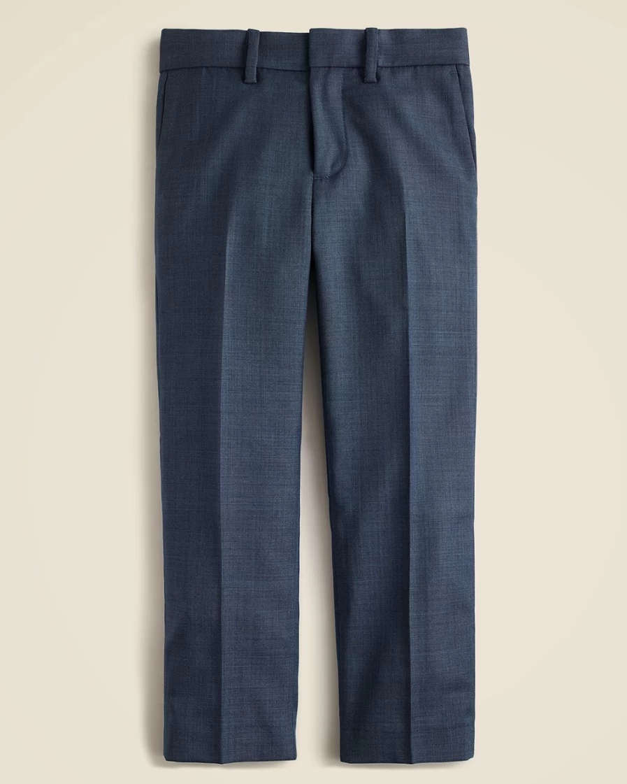 J.Crew Boys' Harbor Blue Slim Ludlow Suit Pants - Stretch Worsted Wool Blend Dress Pants for Kids