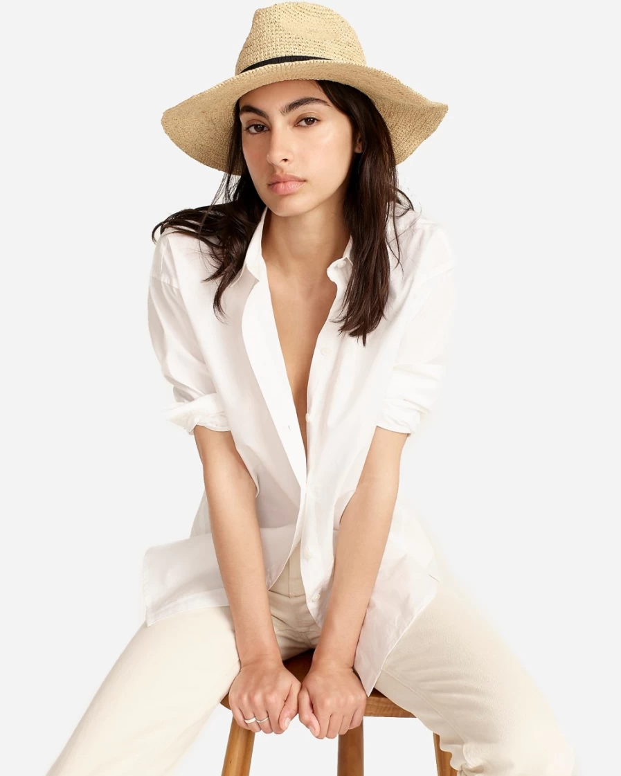 J.Crew Women's Straw Wide-Brim Packable Sun Hat for Travel