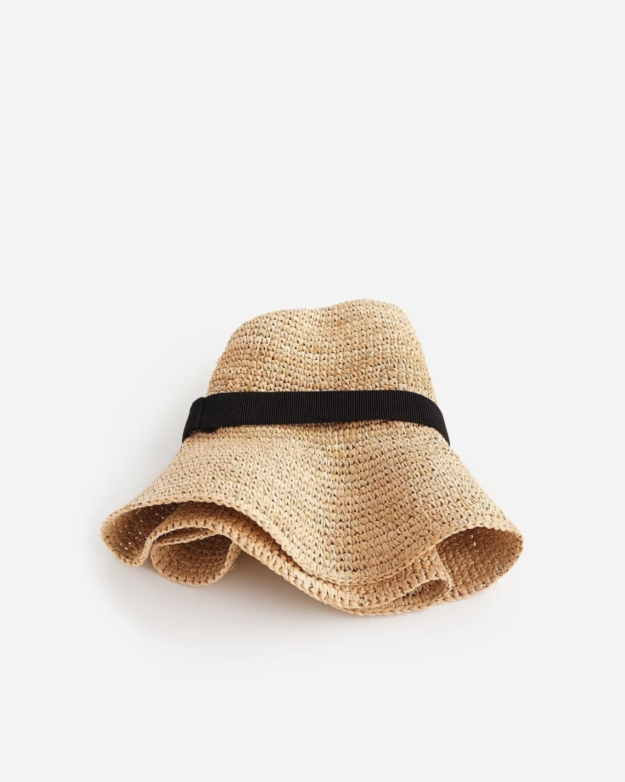 J.Crew Women's Straw Wide-Brim Packable Sun Hat for Travel
