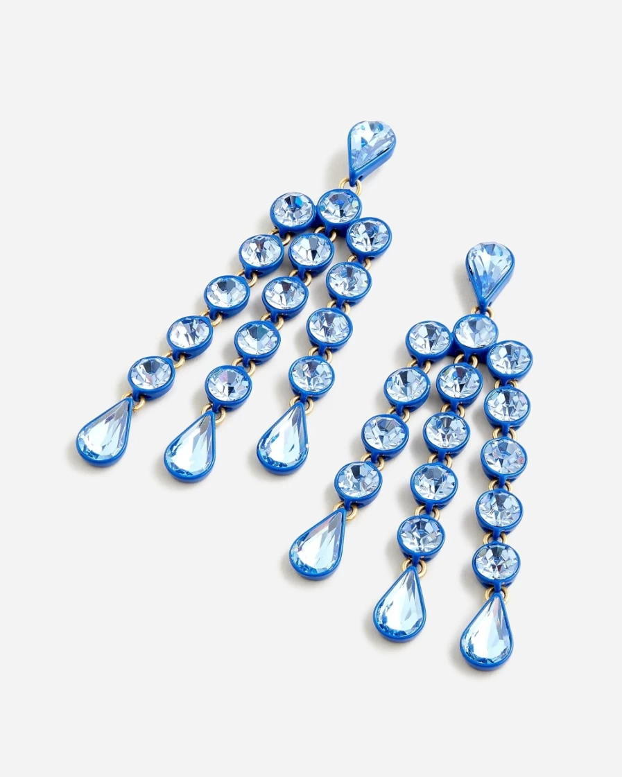 J.Crew Women's Tidewater Sparkly Waterfall Earrings | Glamorous Dangling Jewelry