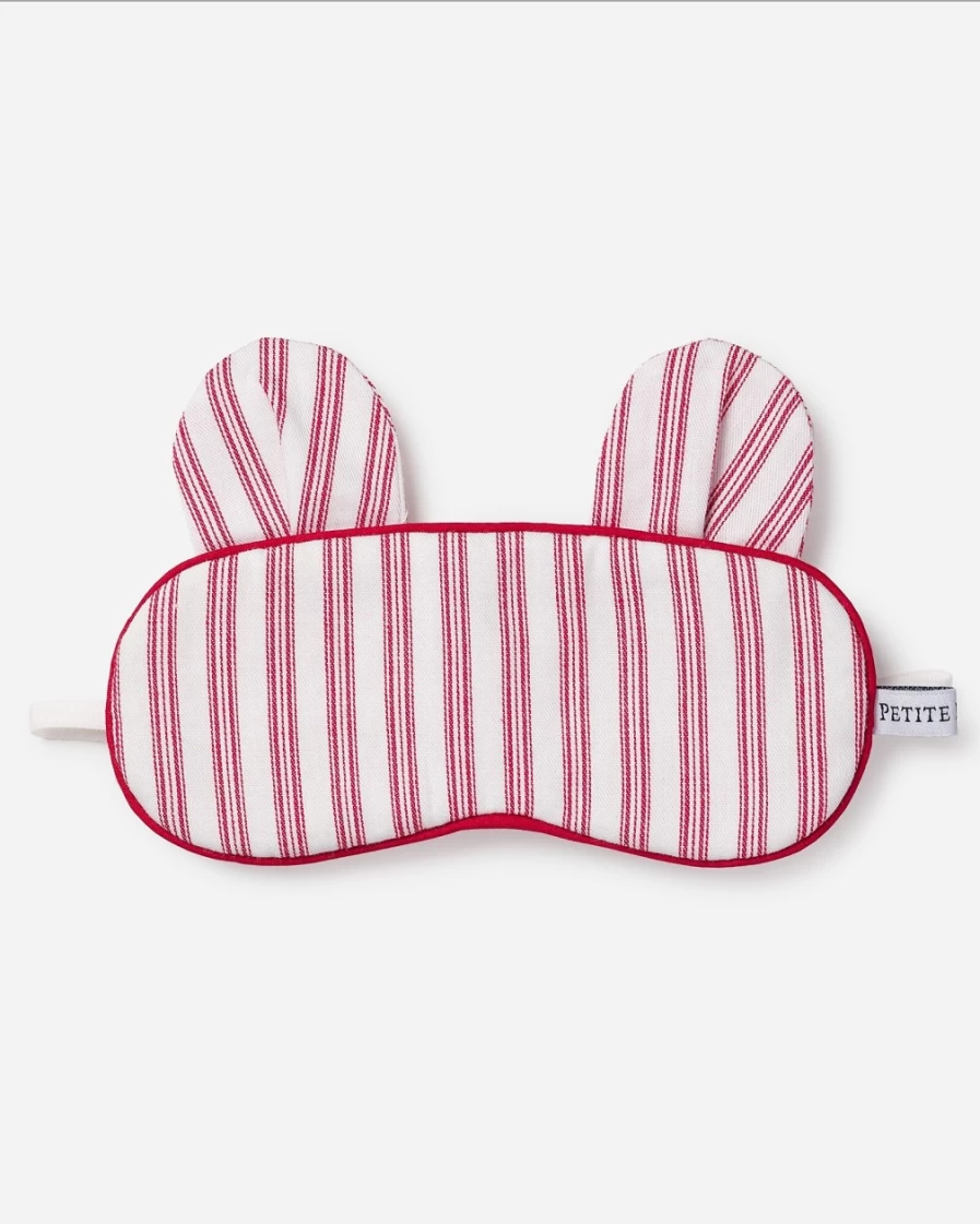 J.Crew Petite Plume Girls' Red Bear-Y Sweet Eye Mask in Antique Ticking for Kids