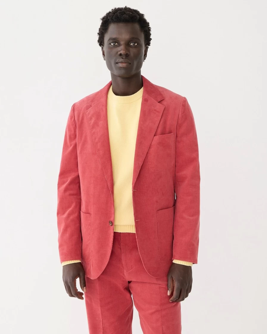 J.Crew Men's Kenmare Italian Cotton Corduroy Suit Jacket in Rose