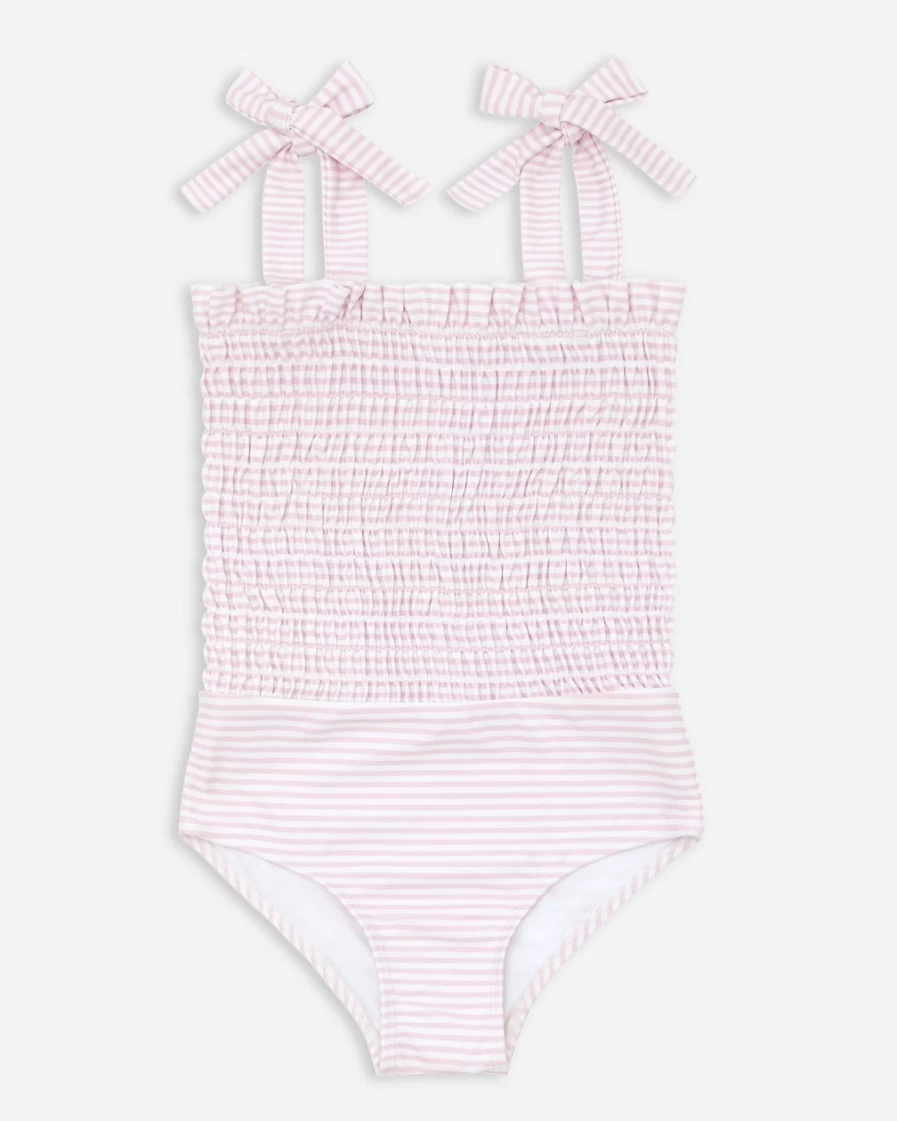 J.Crew Girls' Light Pink Minnow™ Smocked One-Piece Swimsuit
