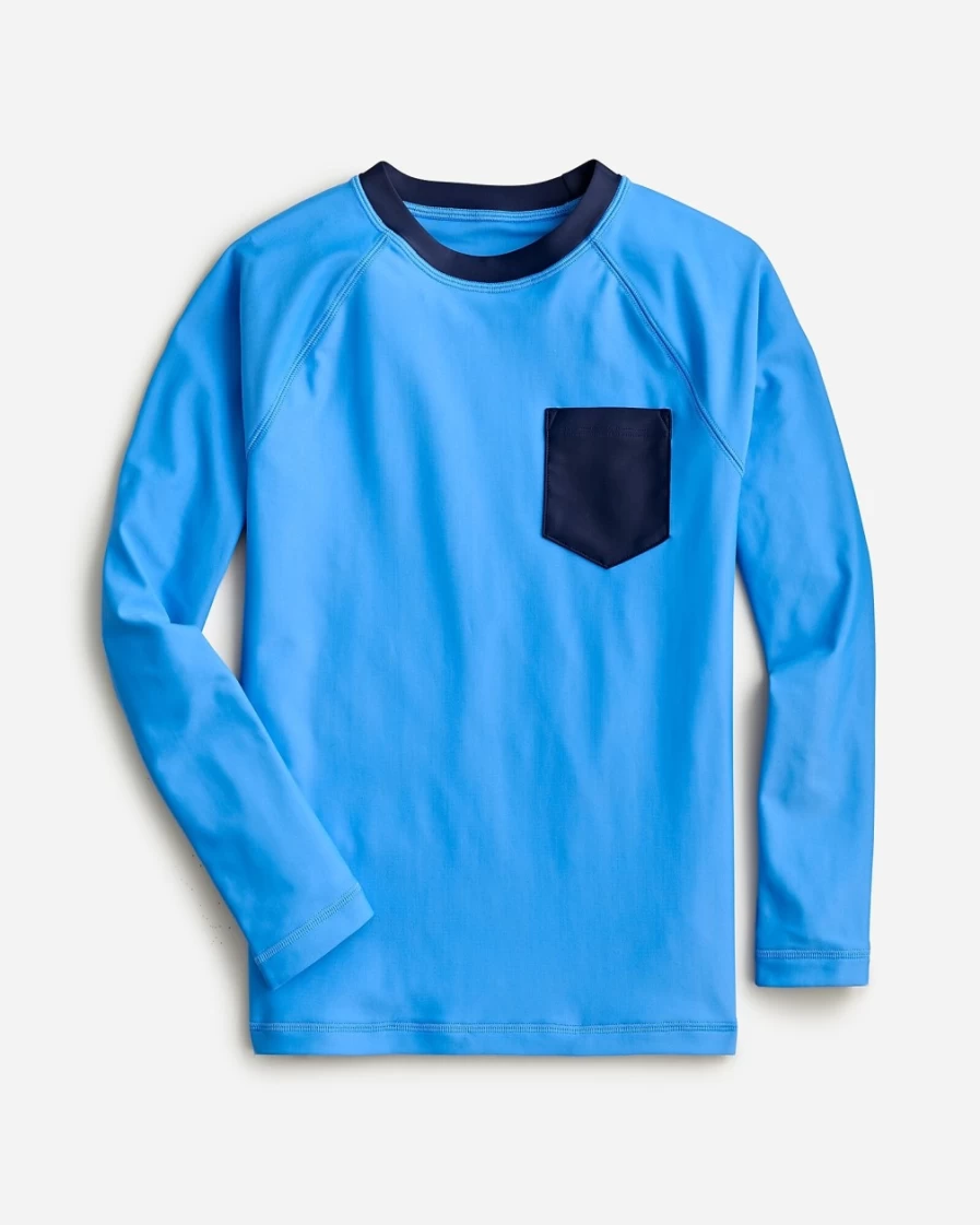 J.Crew Boys' Blue Combo Colorblock Rash Guard UPF 50+ Swim Shirt
