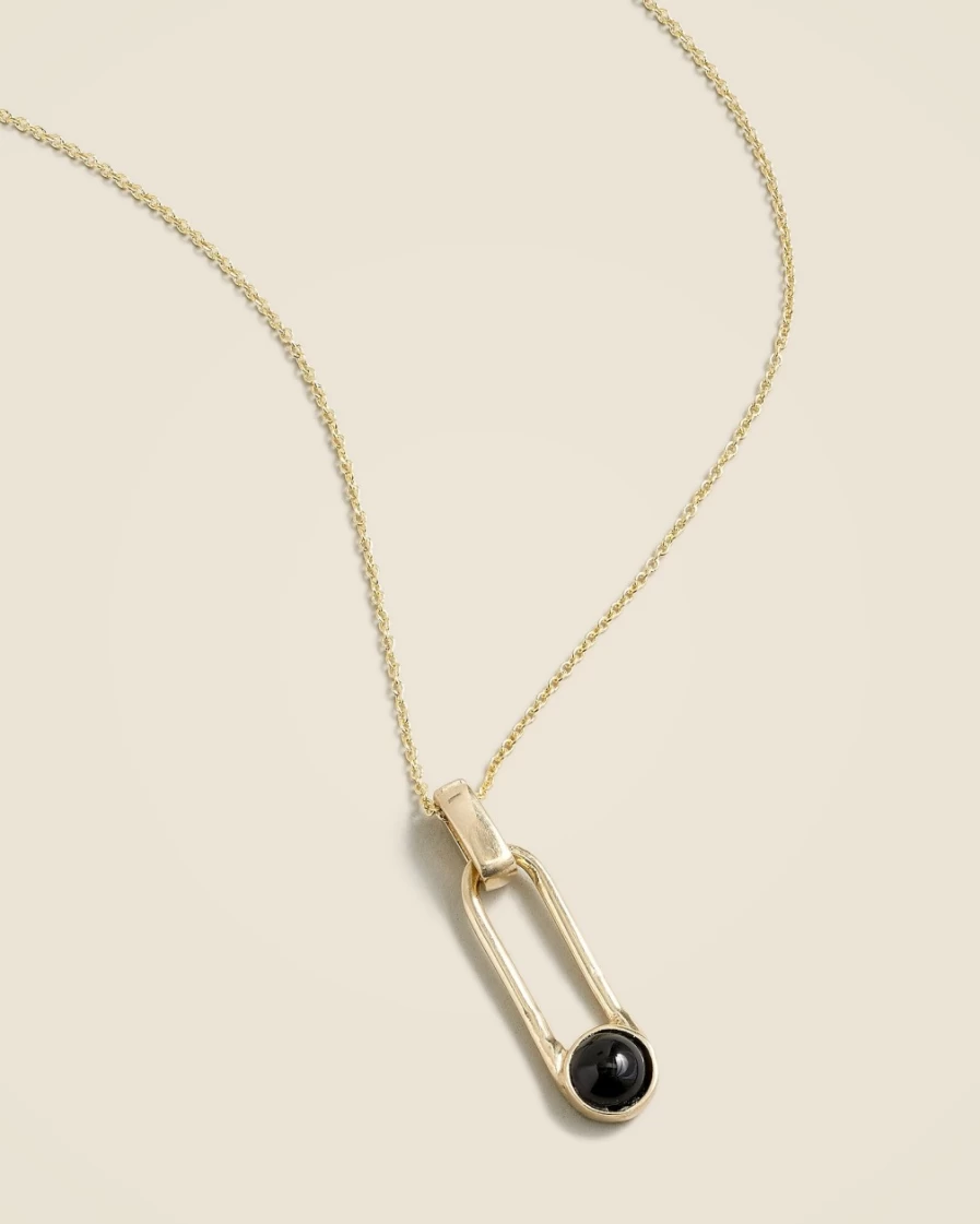 J.Crew Women's Gold Aura Onyx Necklace - Elegant Black Onyx Pendant