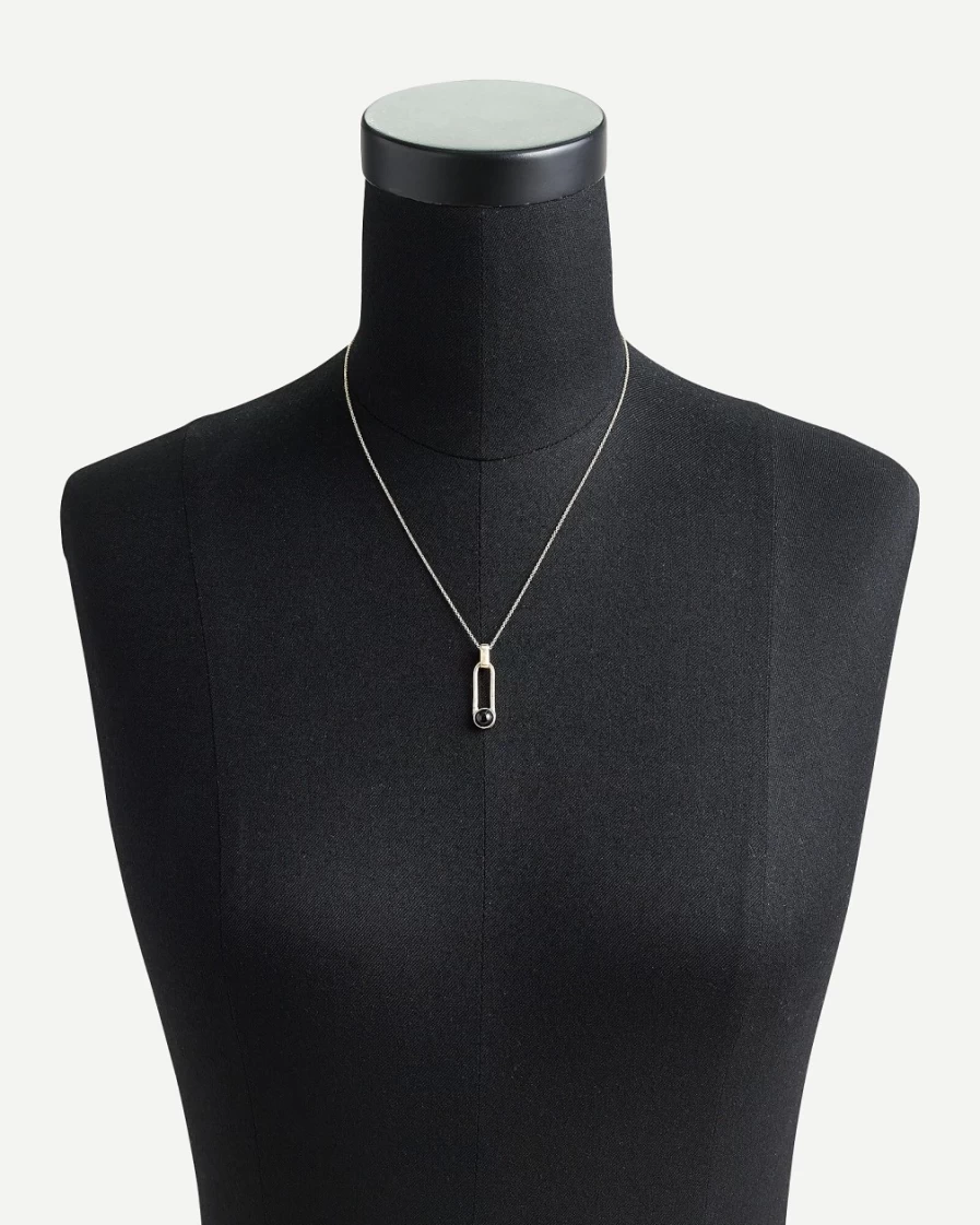 J.Crew Women's Gold Aura Onyx Necklace - Elegant Black Onyx Pendant