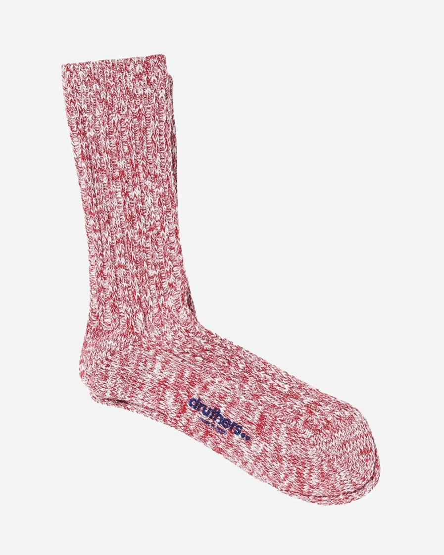 J.Crew Men's Red Slub Crew Socks - Druthers™ White Collection