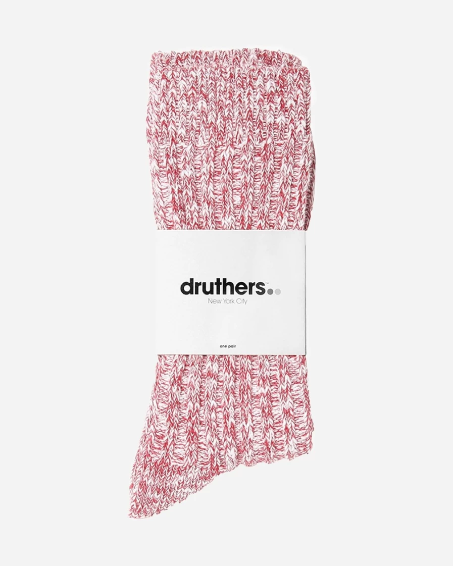 J.Crew Men's Red Slub Crew Socks - Druthers™ White Collection