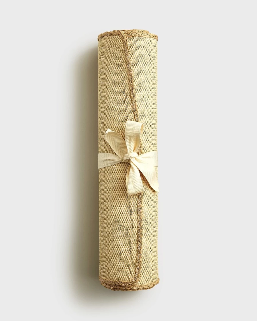 J.Crew Raffia Woven Table Runner - Elegant Natural Fiber Dining Decor